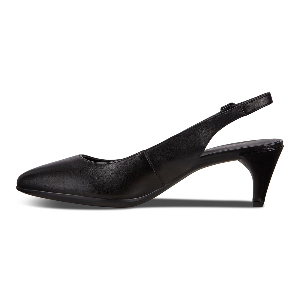 ECCO Womens Pumps Black - Shape 45 Pointy Sleek Slingback - QHK-720689